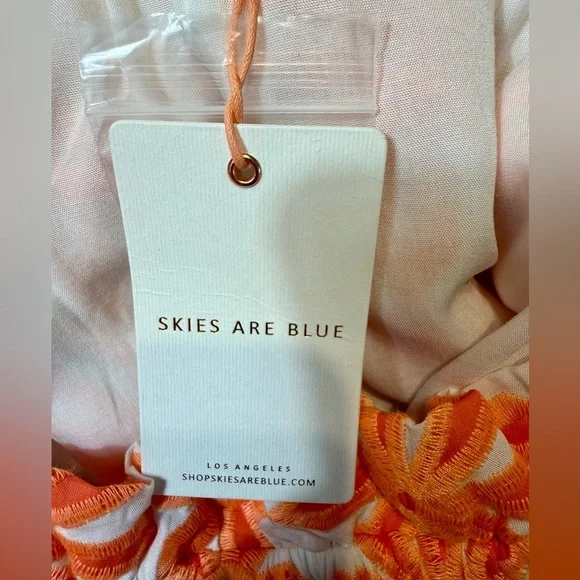 Skies Are Blue Orange Embroidered Off-Shoulder Top Small NWT - Picture 5 of 8